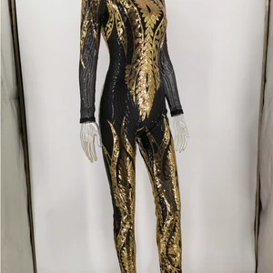 Bodycon Overall Women's Long -Sleeved Pailletten, Bodycon eines Stücks, Nachtkleidung, Geburtstagsfeier, sexy, allgemein 10 Hauptverkaufs -Pailletten -Overalls - №2
