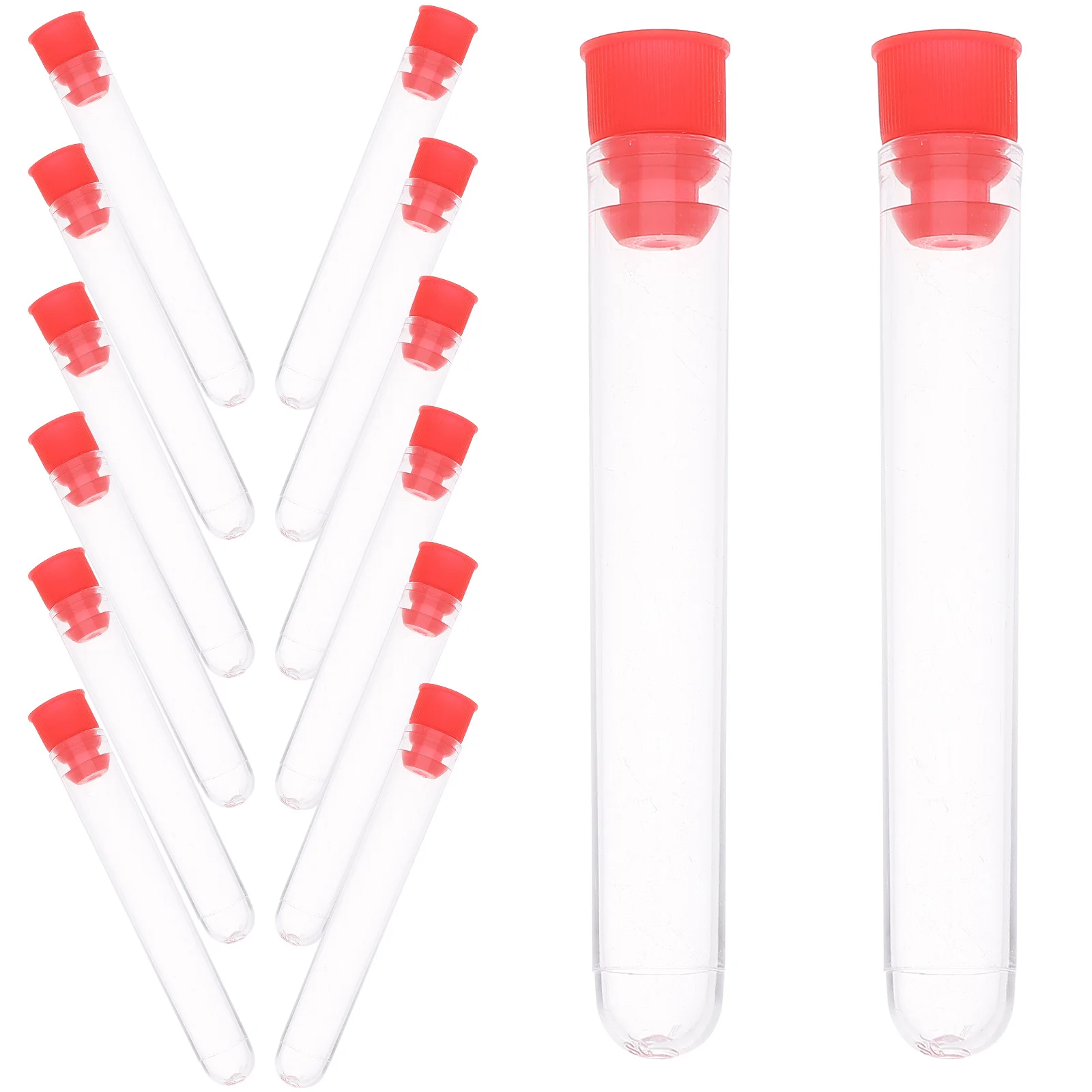 100 قطعة أنابيب اختبار البلاستيك قسط واضح قشرة صلبة مانعة للتسرب تجربة علمية مختبر أنبوب مجموعة مع قبعات الختم الضيقة للغسول