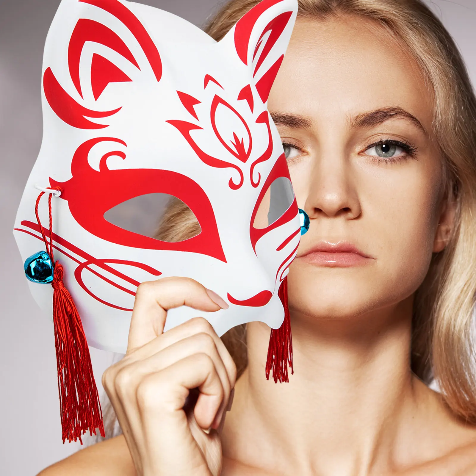 

2Pcs Foxes Masks Decorative Lightweight PVC Animal Half Masks Masquerade Party Accessories Festival Supplies Reusable