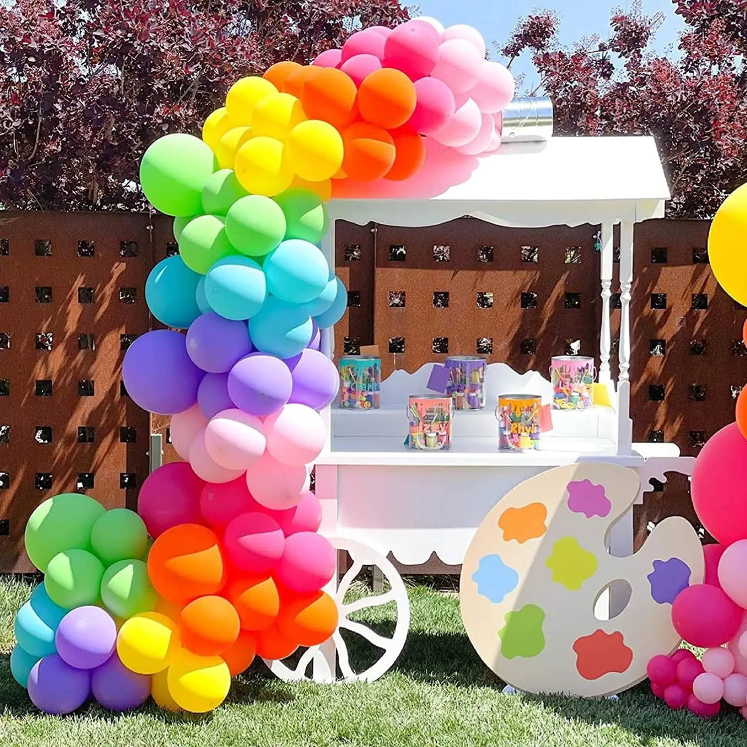 

Rainbow Balloon Garland Arch 1 Year Boy Girl Birthday Decoration Kids Baby Shower Wedding Anniversary Bachelorette Party Supply