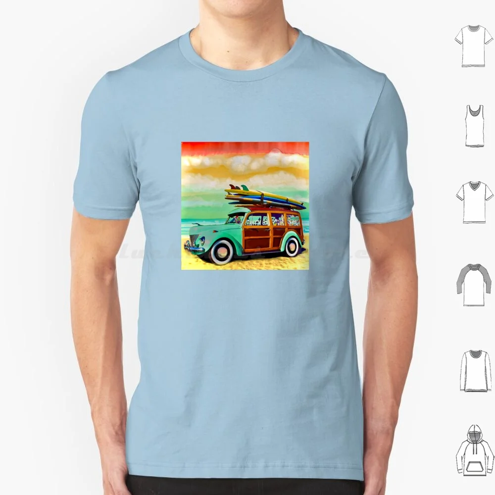 Surf Safari-Woody Totalmente Cargado. Camiseta talla grande 100% algodón Surf Surf Surf Sup tabla de Surf Woody Wagon Surf Mobile Beach Retro