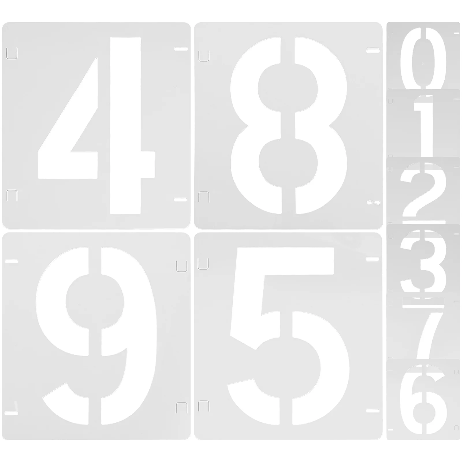 10 Sheets Digital Template Painting Templates Number Stencils Reusable Hollow Out White for DIY Plastic Child