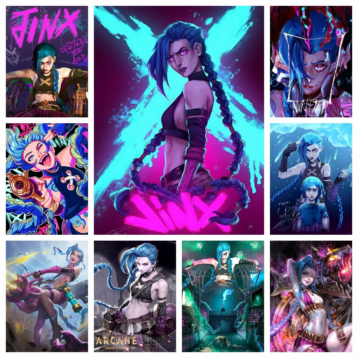 Arcane Jinx Anime 5D DIY Diamond Painting Embroidery League of Legends Cross Stitch Mosaic Picture Handicraft Home Decor Gift