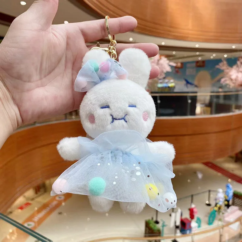 Cartoon Kawaii Colourful Balls Rabbit Plush Toy Keychain Pendant Creative Fashion Cute Rabbit Plush Doll Backpack Pendant