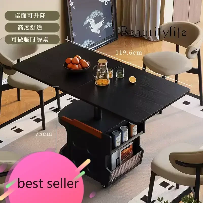 N N Sofa edge measuring cabinet French medieval movable folding trolley retractable rotating coffee table