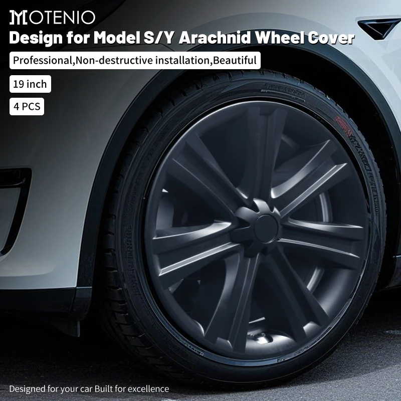 

4PCS 19inch Arachnid Hubcaps For Tesla Model Y 2020-2024 Wheel Cover Replacement Automobile Hub Cap Full Rim Car Accessories