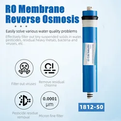 Membrana RO de ósmosis inversa para cocina, sistema de filtro de agua de repuesto 50GPD, purificación, filtración de agua potable 1812-50GDP