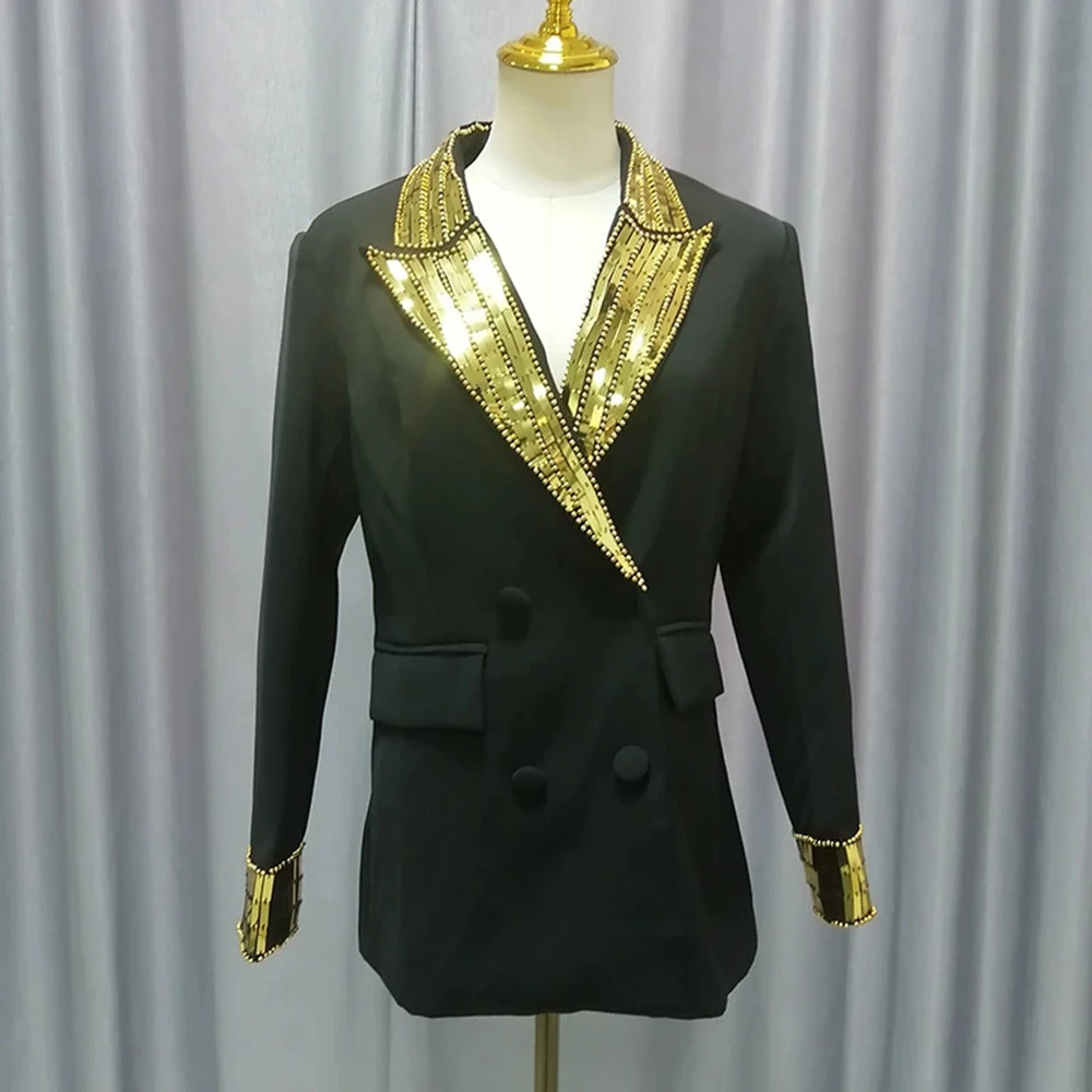 Slim-Fit-Jacke im französischen Stil, 2025, Herbst, neuer Stil, Mode, Pailletten, High-End-Taille, schmale Anzugjacke – GZXX 960