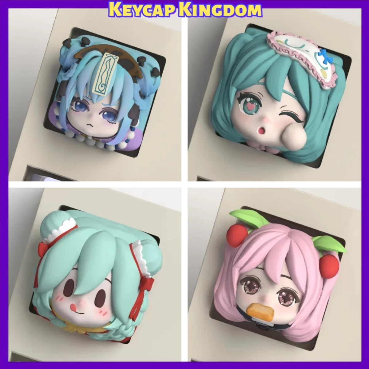 NOUVEAU Keycap Artisanal Personnalisé en Résine Imprimée en 3D, Thème Chanteur Virtuel Anime Inspiré, pour Clavier Mécanique, Keycap de Jeu PC, Cadeau