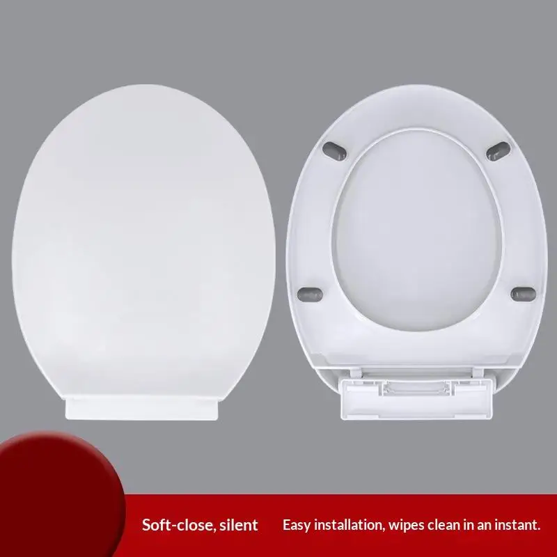 O Shape Toilet Seat Cover Slow Close Quiet Easy Install Durable PP Toilet Lid Replacement for Home Bathroom Use