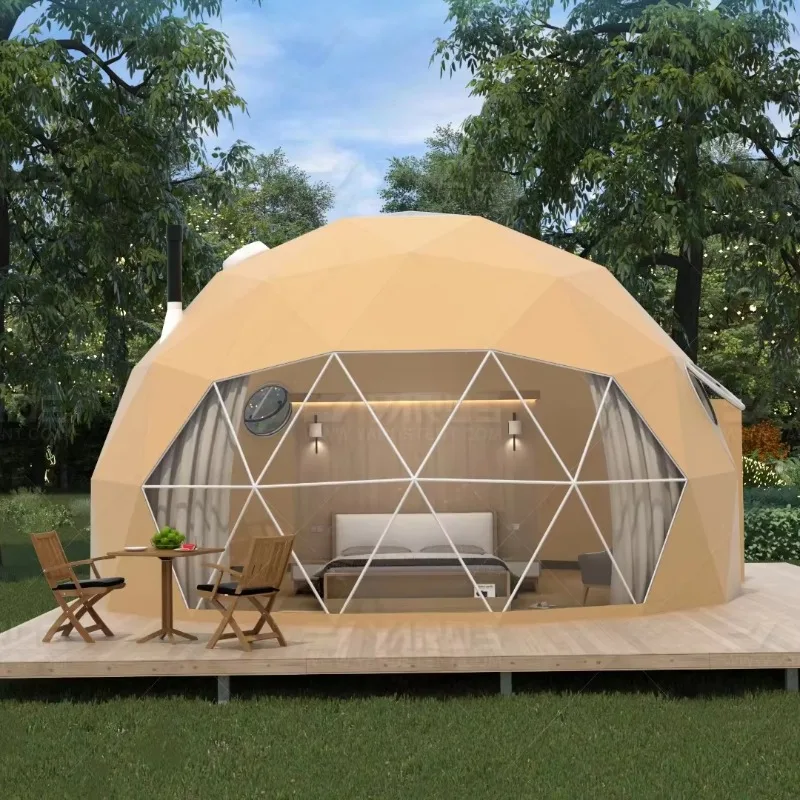 Sunroom House Glass Prefabricated Outdoor Insulating Aluminum Alloy Structure Frame Waterproof Glamping Glass Dome Tent OME