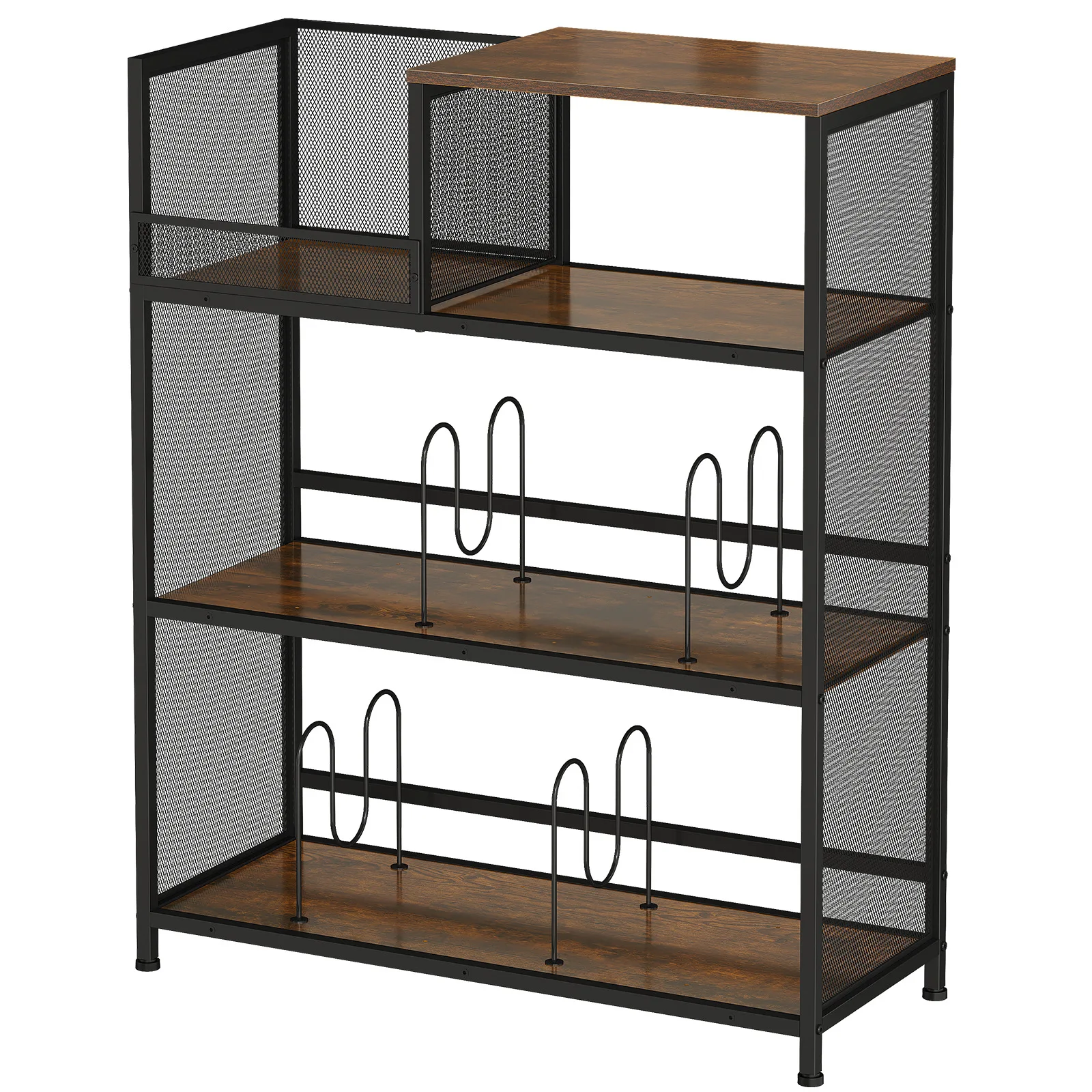 Three-layer Vinyl Record Player Table 300 Records Large Capacity Record Storage Rack Vintage Magazine Storage Rack