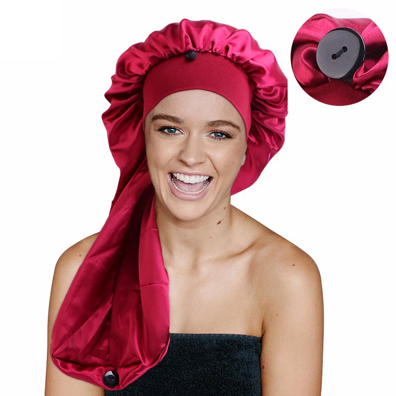 satin cap antifrizz for sleeping Long Hair Satin Bonnet For Long Braids Satin Bonnet Cap Night Sleep Hat Satin Bonnets For Woman