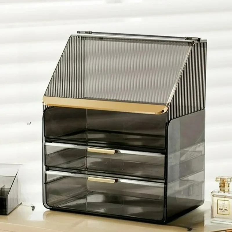 Large Capacity Makeup Organizer with 3 Drawers, Cosmetic Storage Box for Vanity Table, Clear Skincare & Perfume Display view 6