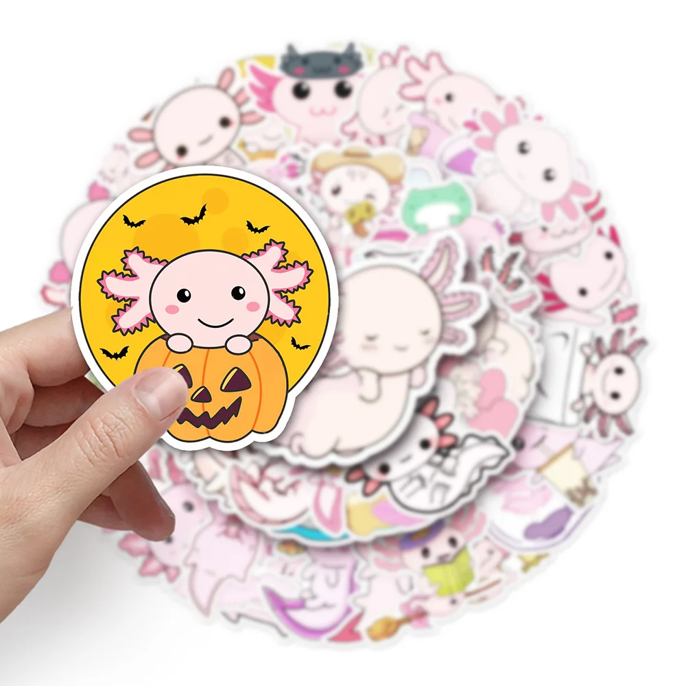 10/30/50pcs Cute Cartoon Animal Axolotl Graffiti Stickers Decals DIY Skateboard Laptop Scrapbook Luggage Sticker Kid Classic Toy