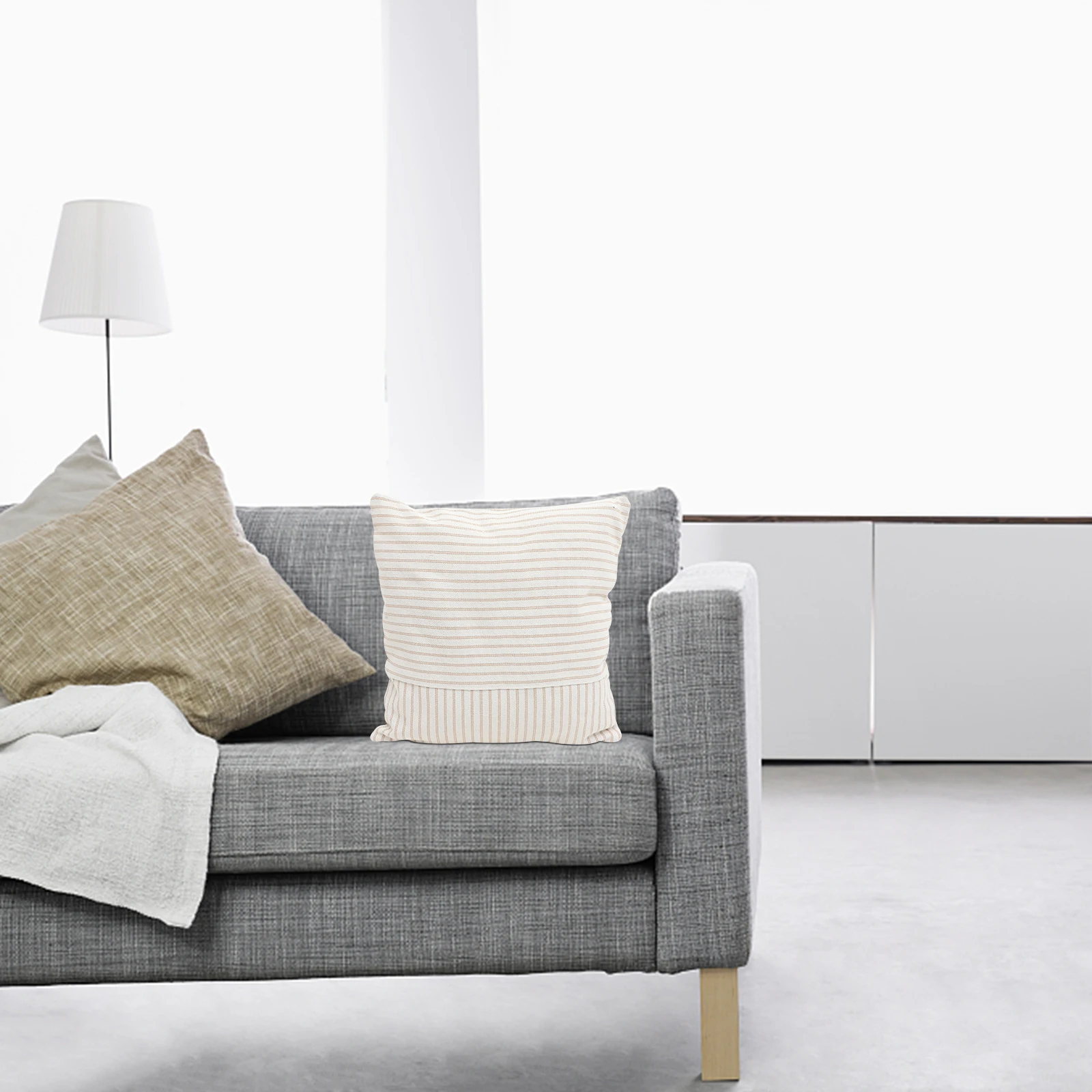 

2Pcs Splicing Cotton Linen Pillow Cover Square Cushion Cover Breathable Sofa Throw Pillowcase Throw Pillow Covers