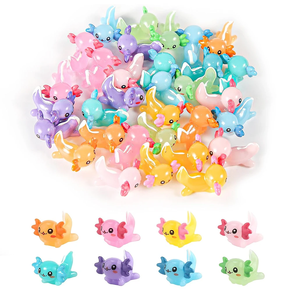 5/10 stücke gemischte Axolotl Miniaturen-verschiedene Farben Harz Charms Cabochons für Schleim oder Home Decoden - Mini Fee Garten tiere