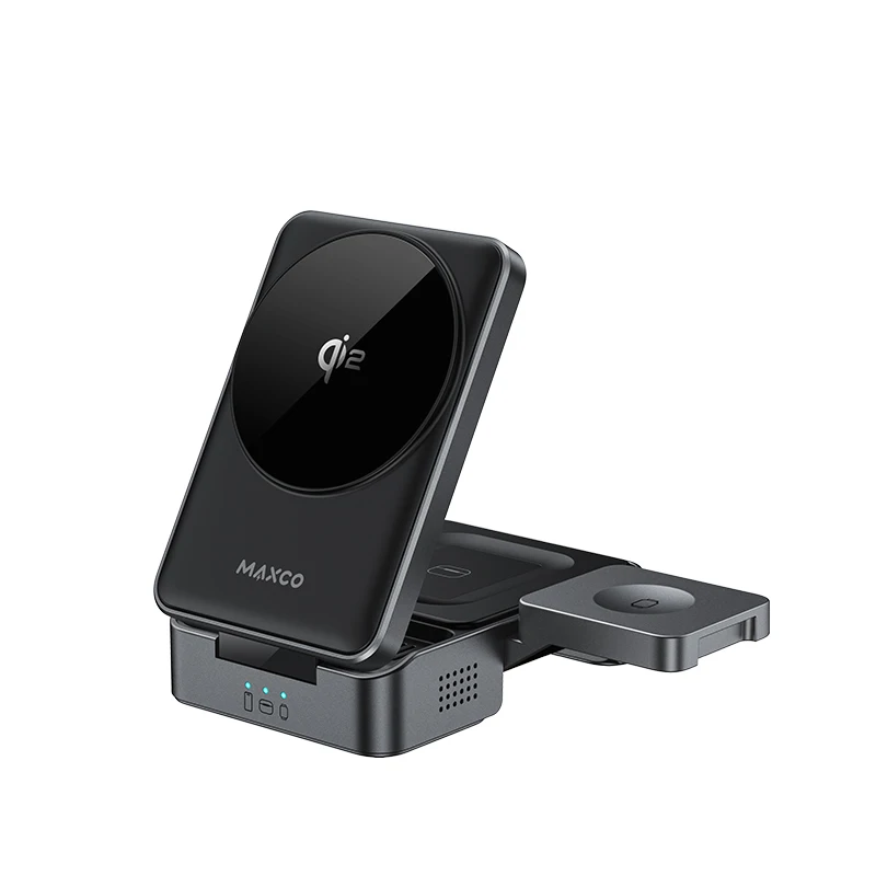 

Qi2 3 in 1 Wireless Charger Foldable Qi2 Certified 15W Magnetic Travel Charger for IPhone 16/15/14, 5W for Apple Watch, AirPods