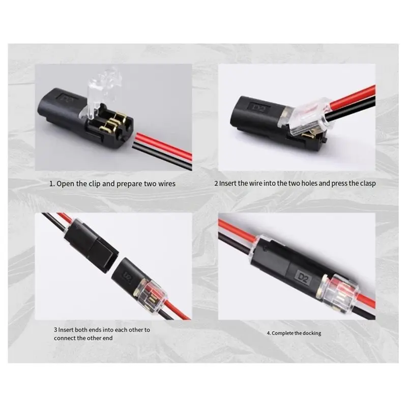 A13E-D2 2-Pin Pluggable Wire Connectors 100-Pack Nylon Insulation Copper Quick-Connect Terminal Blocks