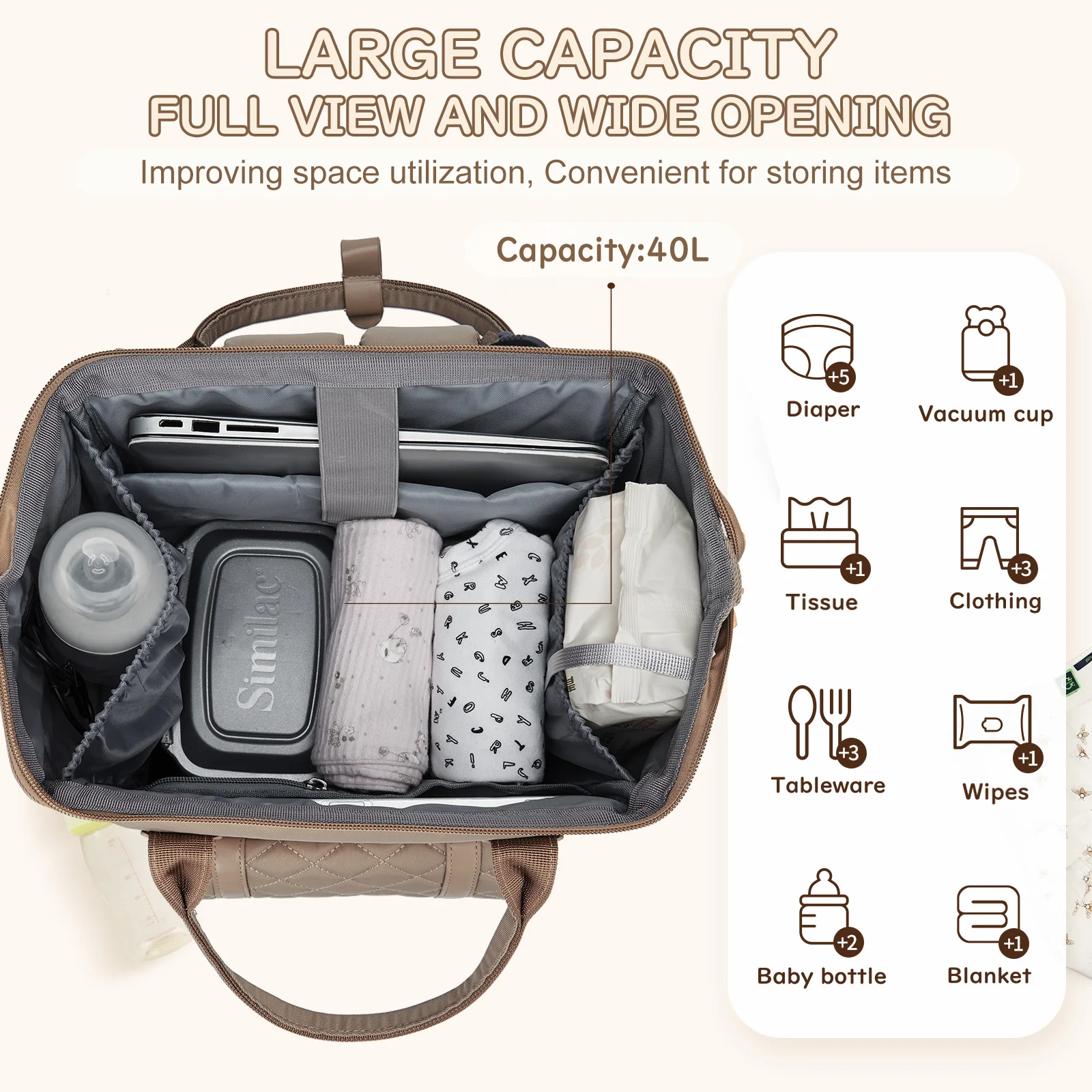 حقيبة حفاضات الأطفال للأولاد والبنات، حقيبة ظهر للأم ذات سعة كبيرة، حقيبة سفر أساسية لحديثي الولادة للأم، حقيبة ظهر عازلة للزجاجات