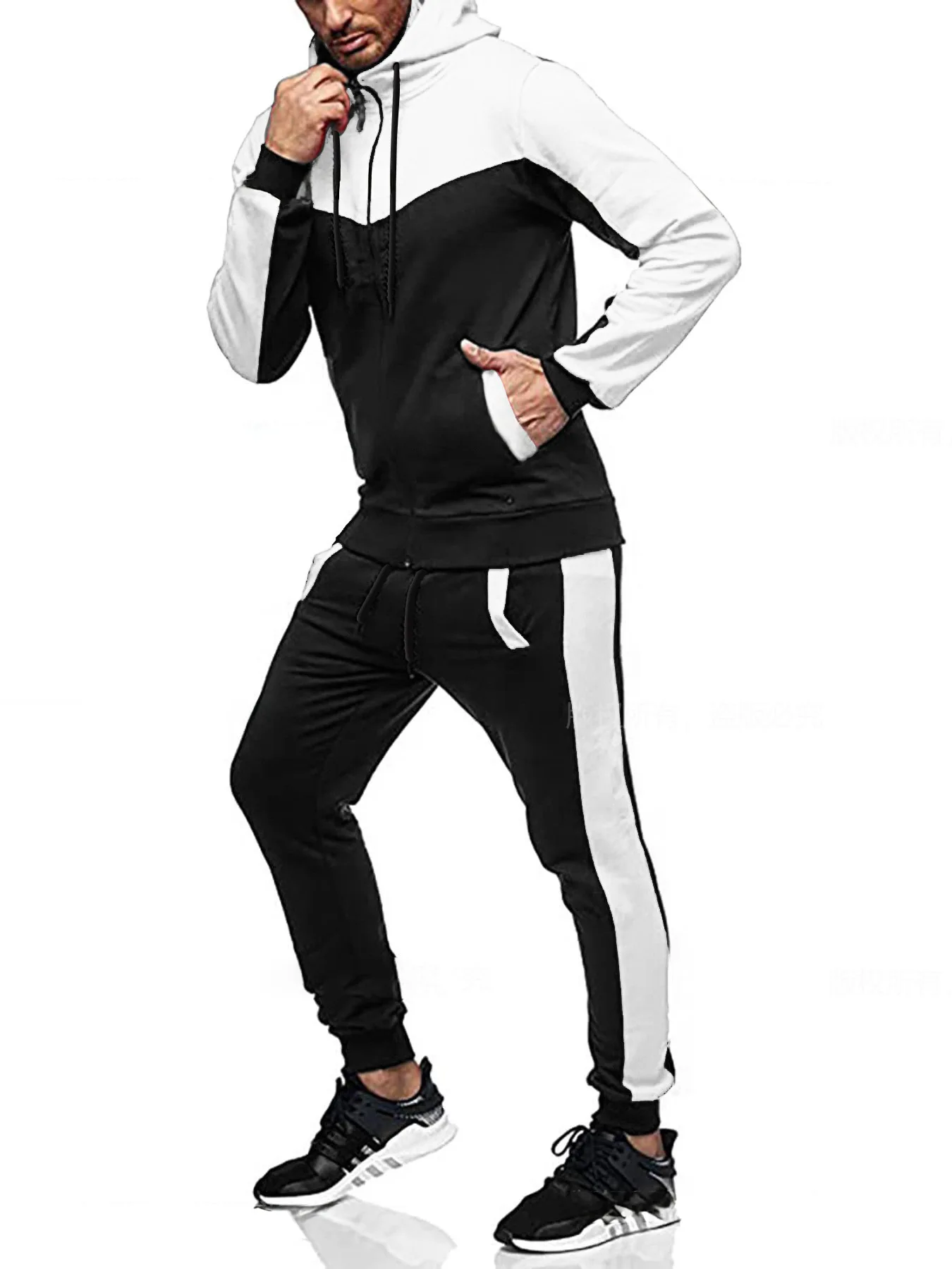 Herbst Winter Herren Urban Outdoor Zip-Up Hoodie Strick-Polyester Langarm-Sweatshirt Leicht Weich Locker Tägliches Gehen Fitness Streetwear – Detail 11