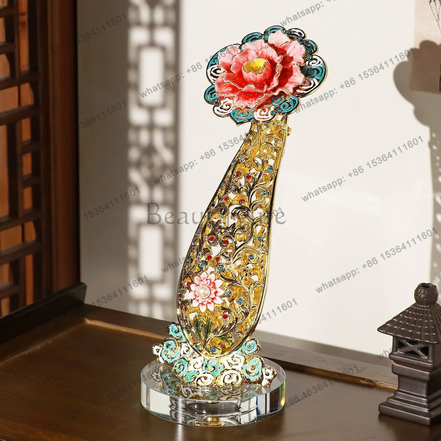 Ornament New Chinese light luxury enamel color auspicious living room office TV cabinet decoration