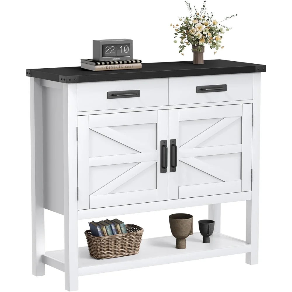 

Farmhouse Console Table with 2-Door Cabinet & 2 Drawers, Coffee Bar, Entryway Table with Storage Shelf