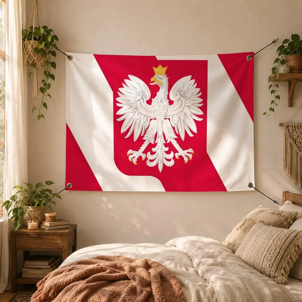 Poland White Eagle National Emblem Flags Decorative Flag Banner for Outdoor Garden Yard Camping Party Home Wall Hanging Decor