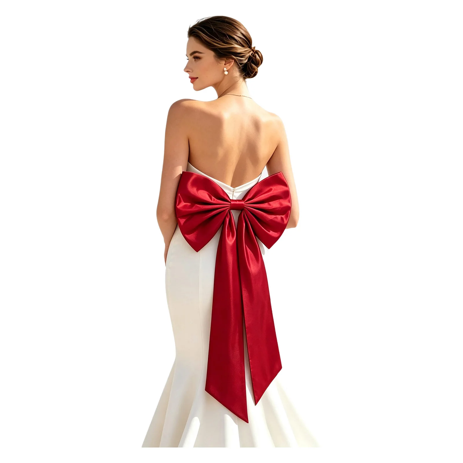 New Wedding Dress Decorative Bow Big Satin Bow Party Dress Accessory Detachable Large Bowknot Train with Pin Elegant Bride Gown