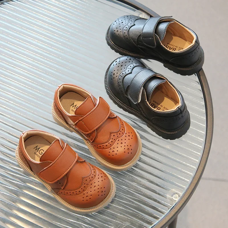 Flats Heels Baby Boy Shoes Soft Leather British Boys Formal Party Shoe Kids Dress  Shoes Office Black Brown Children Shoes F12224 - AliExpress 1501