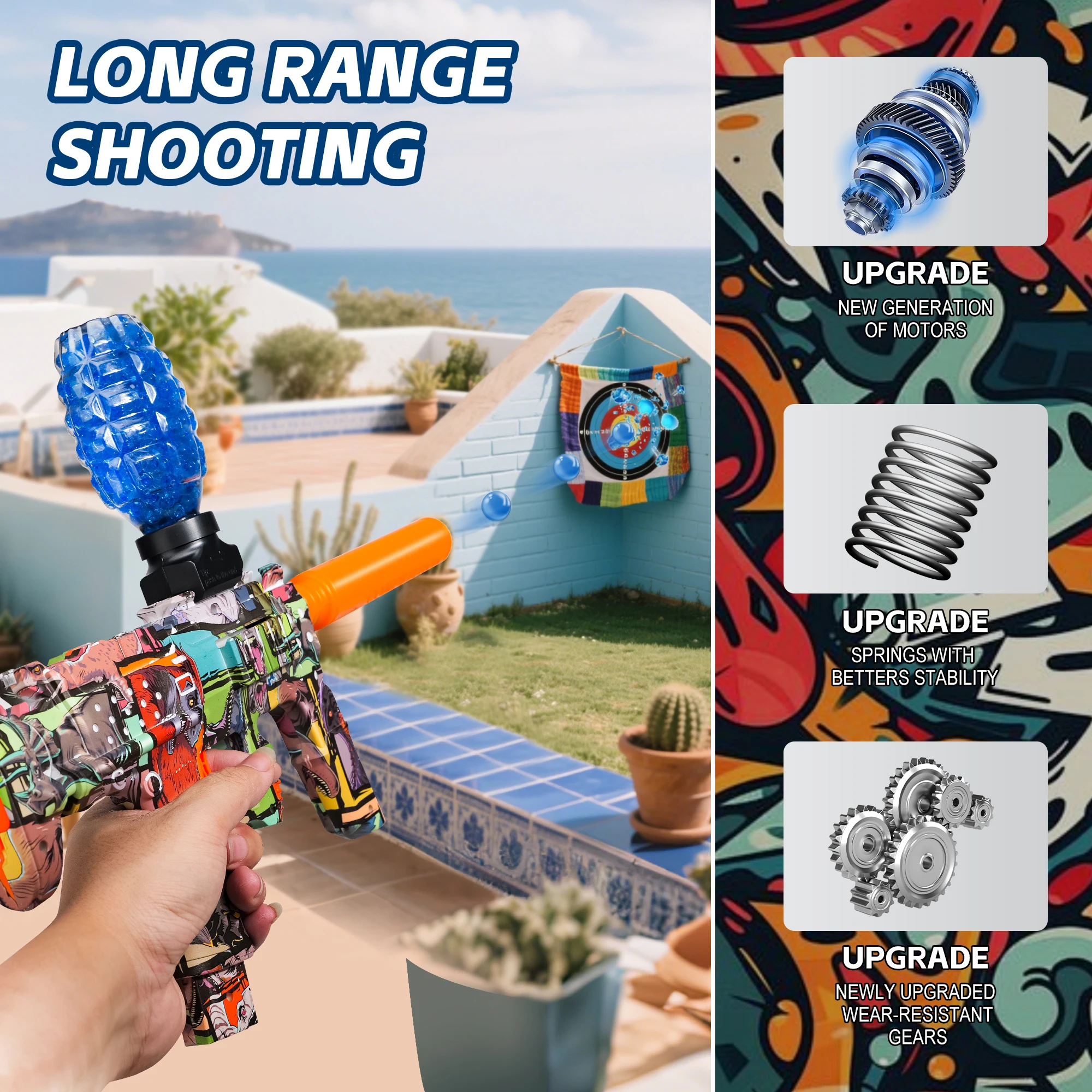 Electric Gel Ball Blaster, High-Speed Automatic Gel Ball Launcher – ideal for outdoor activities, shooting games