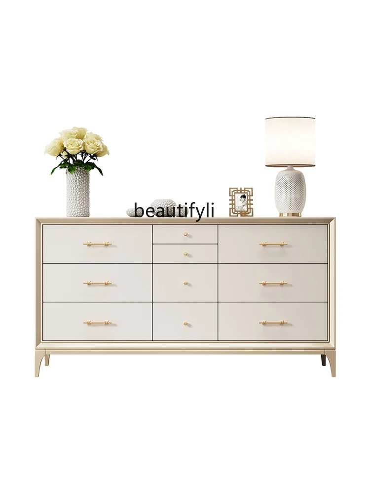 

American-Style Solid Wood Chest of Drawers Bedroom Storage Chest of Drawers Affordable Luxury Style Storage Entrance Cabinet