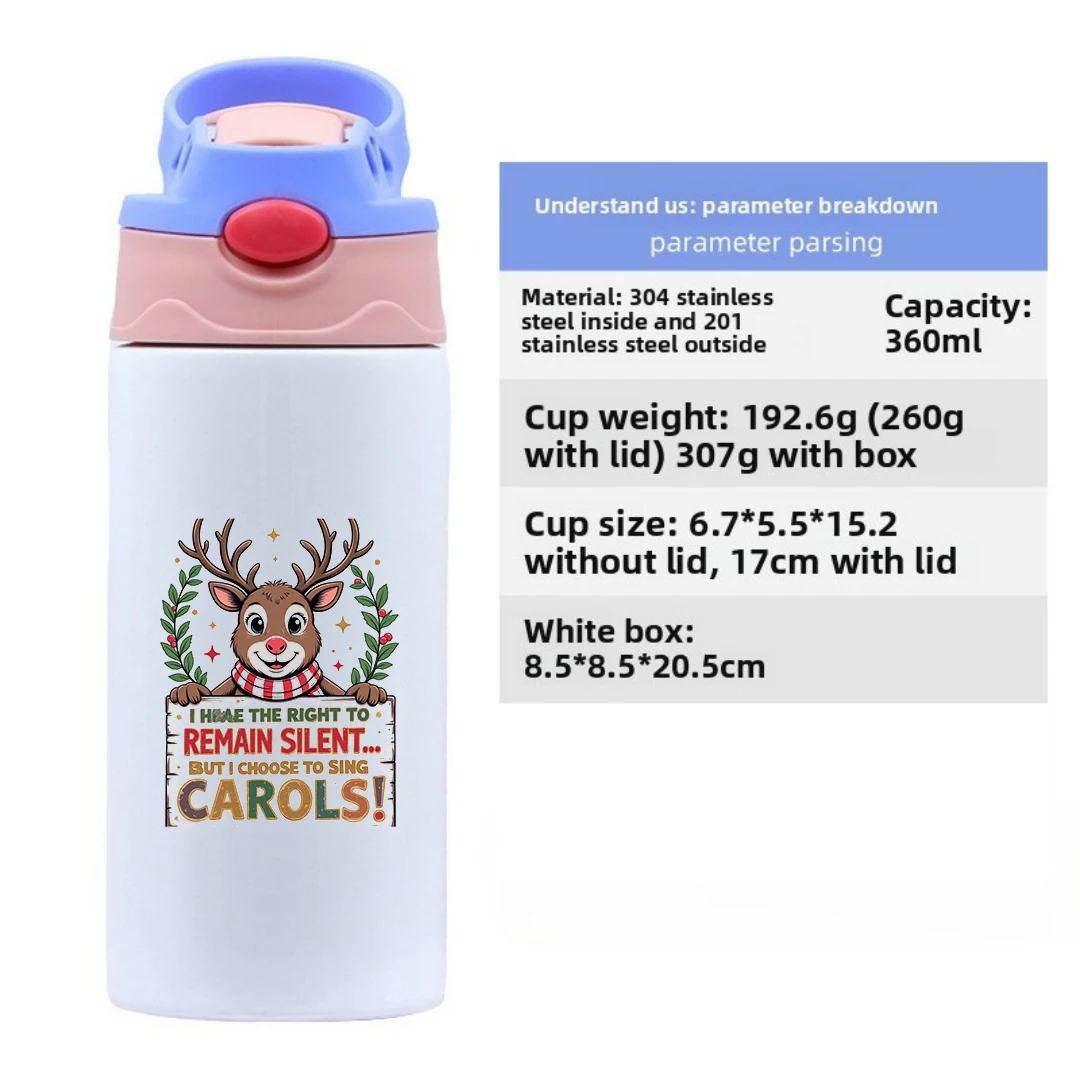 304 الفولاذ المقاوم للصدأ كوب حراري الكرتون الرنة عيد الميلاد كوب بقشة هدية عيد الميلاد الإبداعية يجب أن يكون لطيف كوب ماء للحيوانات الأليفة ل