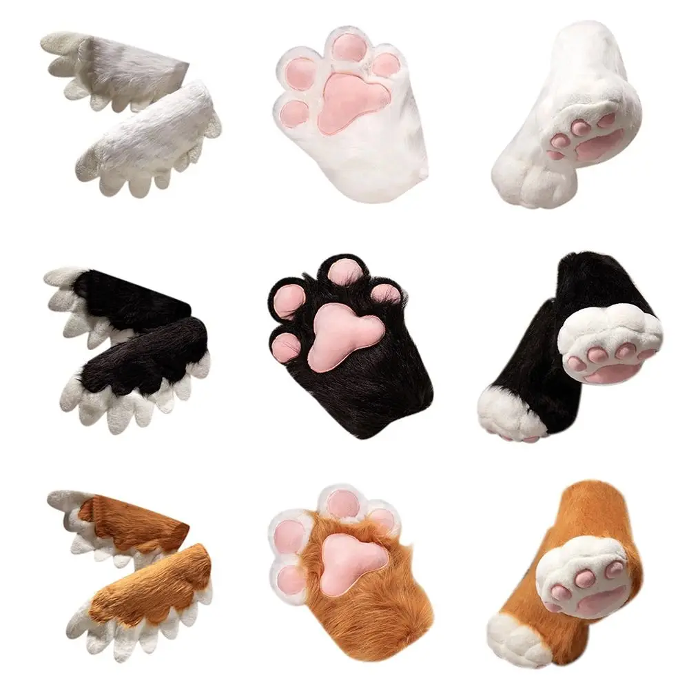 

1pack Fluffy Material Fursuit Paw Gloves Bear Style Cute Design Plush Toys Cat Style Manga Inspired Furry Cosplay