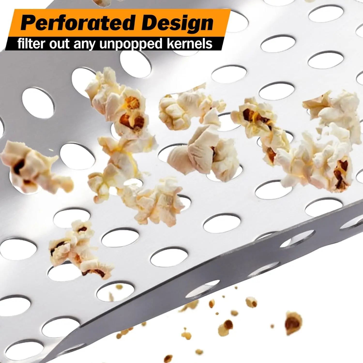 Popcorn Speed Scoop Stainless Steel Perforated Filter Spoon Fries Quick Fill Scooper for Snacks Dessert Food Popcorn Machine