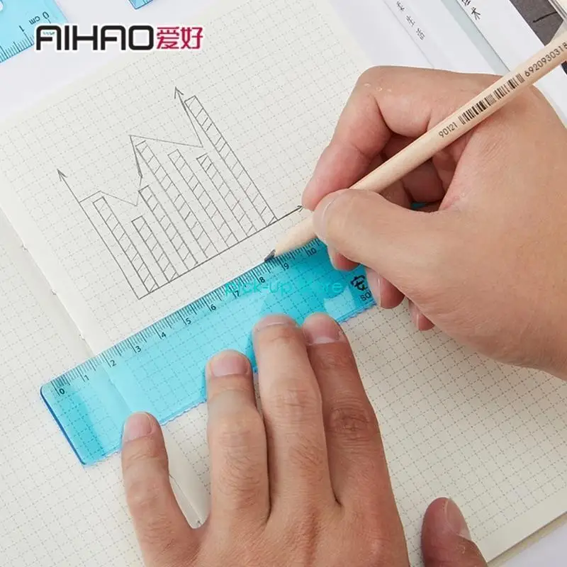 Q5WA Plastic Clear Ruler Math Set Geometry Math Ruler Clear Ruler Measuring Tools