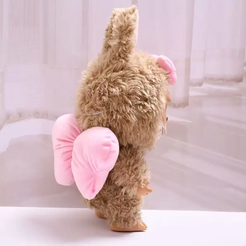 Para 38cm labubu rosa borboleta asa de pelúcia roupas de boneca acessórios 2 peças = faixa de cabeça + asa/conjunto