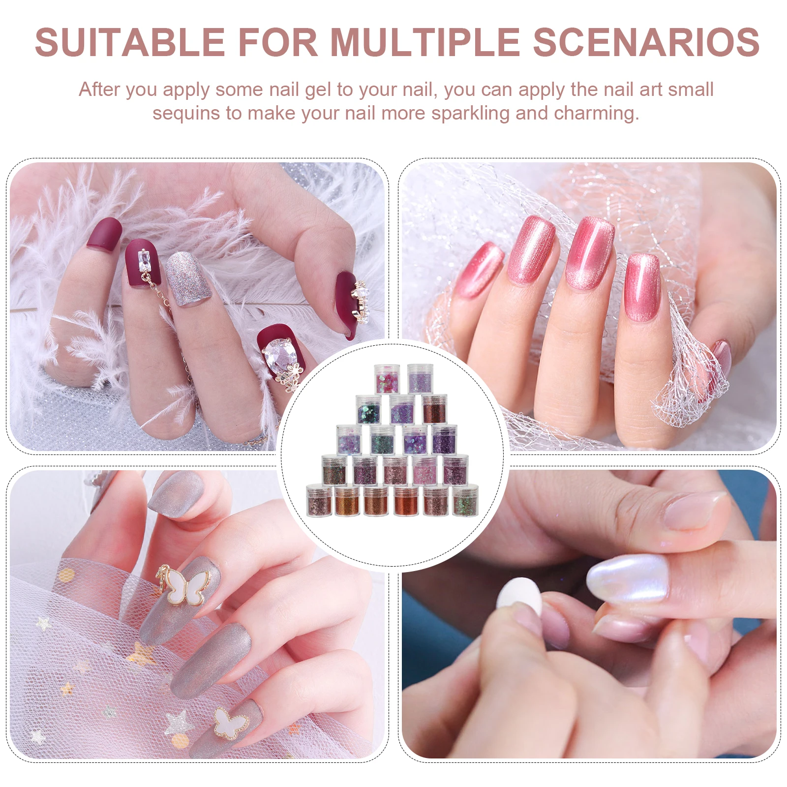 

20 Bottles Nail Glitter Sequins Thin Fine Glitter for Nails Nail Art Tools DIY Craft Manicure Decors Lightweight Portable Use