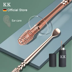 KK 360° Spiral Massage Ear Pick Ear Wax Removal Tool Stainless Steel Ear Spoon Flexible Design Ear Canal Cleaner Ear Care Tool