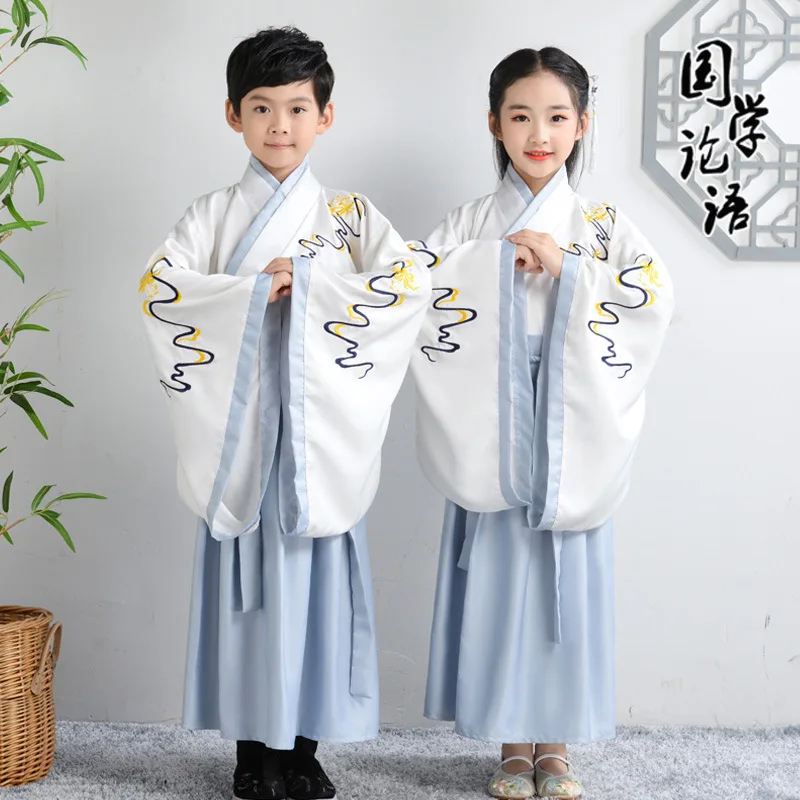 男の子-女の子-漢服-古代学者の制服-中国伝統衣装-三字経-舞台衣装