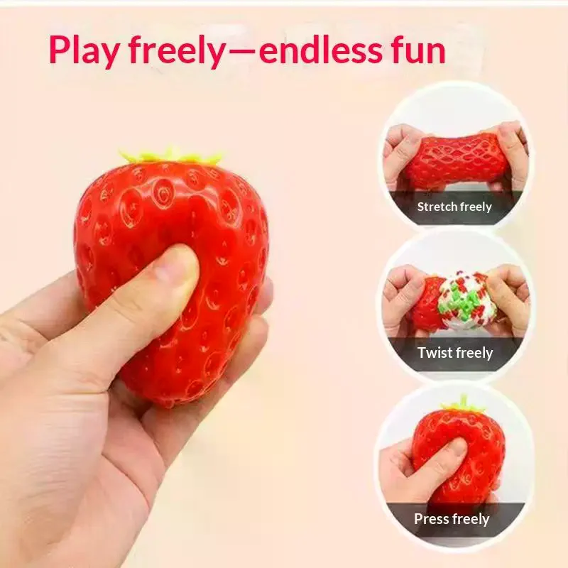 Strawberry Crunch Toy Shapeable Stress Ball Block Filling Slow Rebound Squeeze Toy ASMR Friction Noise Anti Anxiety Gift