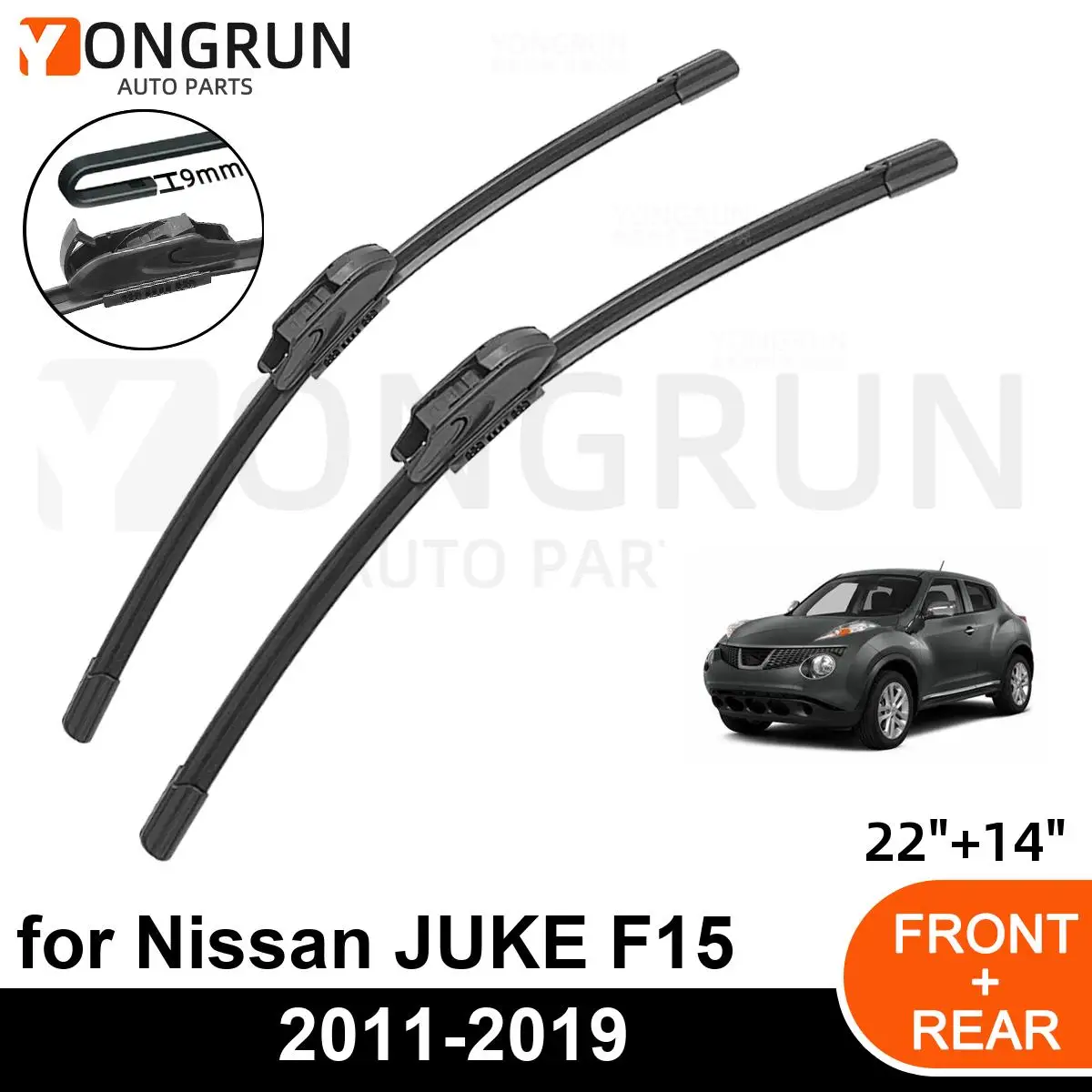 

Car Front Windshield Wipers For Nissan JUKE F15 2011-2019 Wiper Blade Rubber 22"+14" Car Windshield Windscreen Accessories