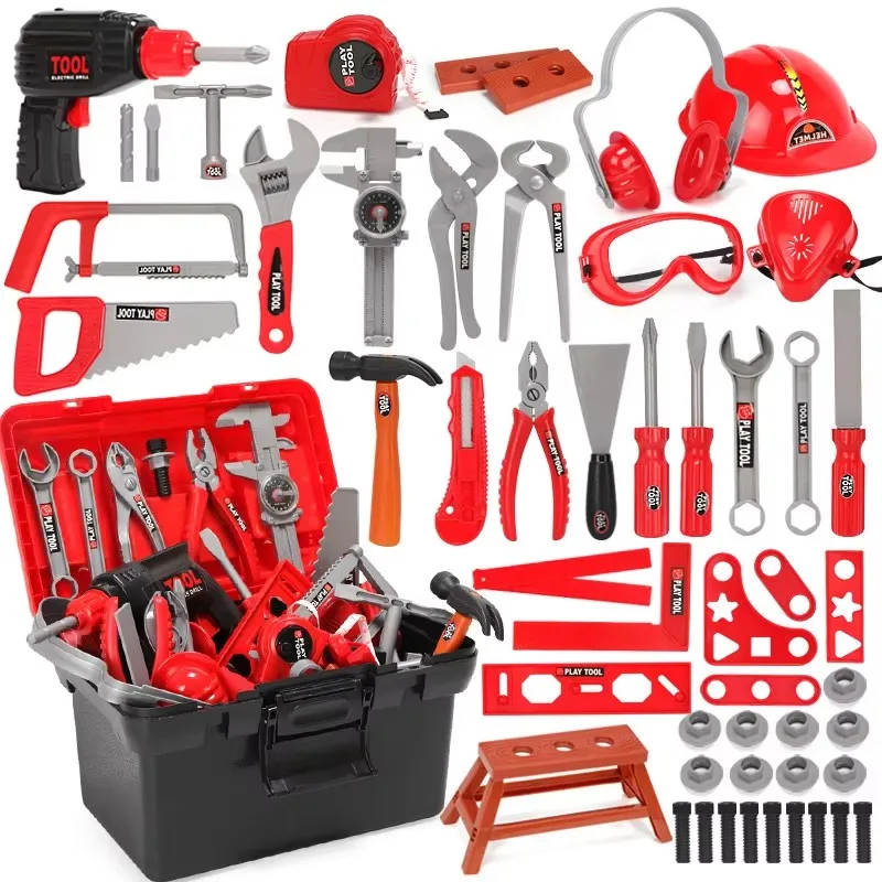 Kids Pretend Play Simulation Repair Tools Toys Tool box Kit Educational Toys Drill Plastic Game Learning Engineering Puzzle Toys