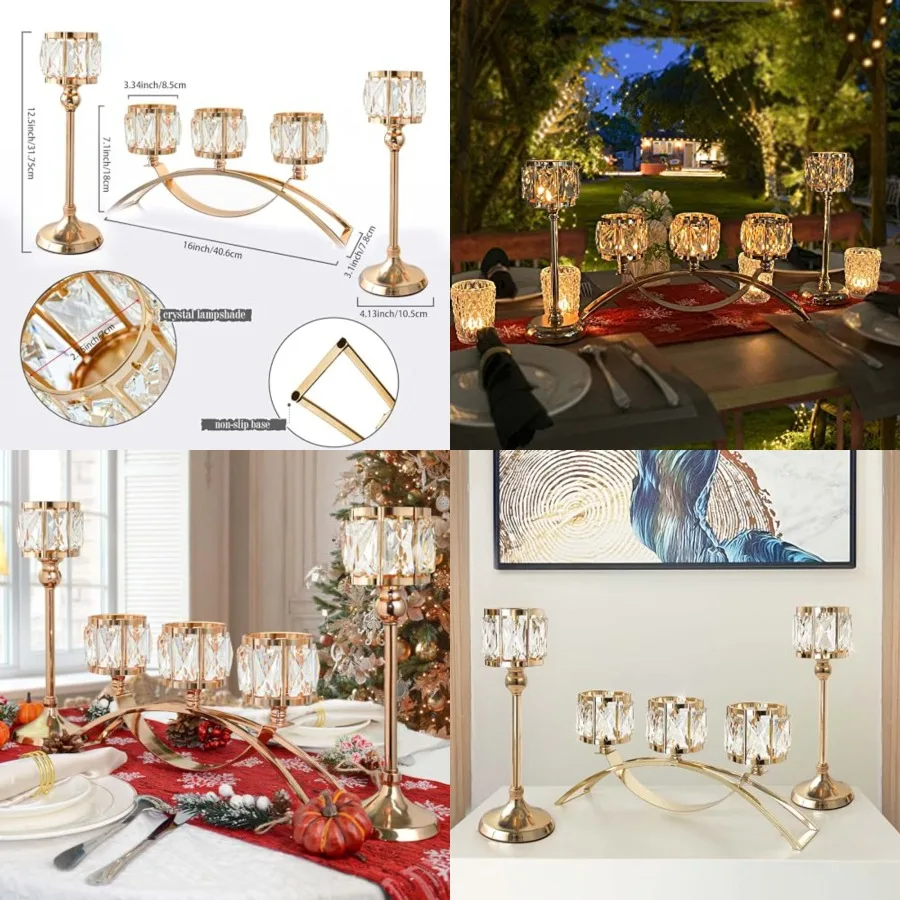 

Crystal Bowl Tealight Candelabra Votive Candle Stand/Candleholder Sets, Wedding Centerpieces Candlestick Holders for Tables Cry