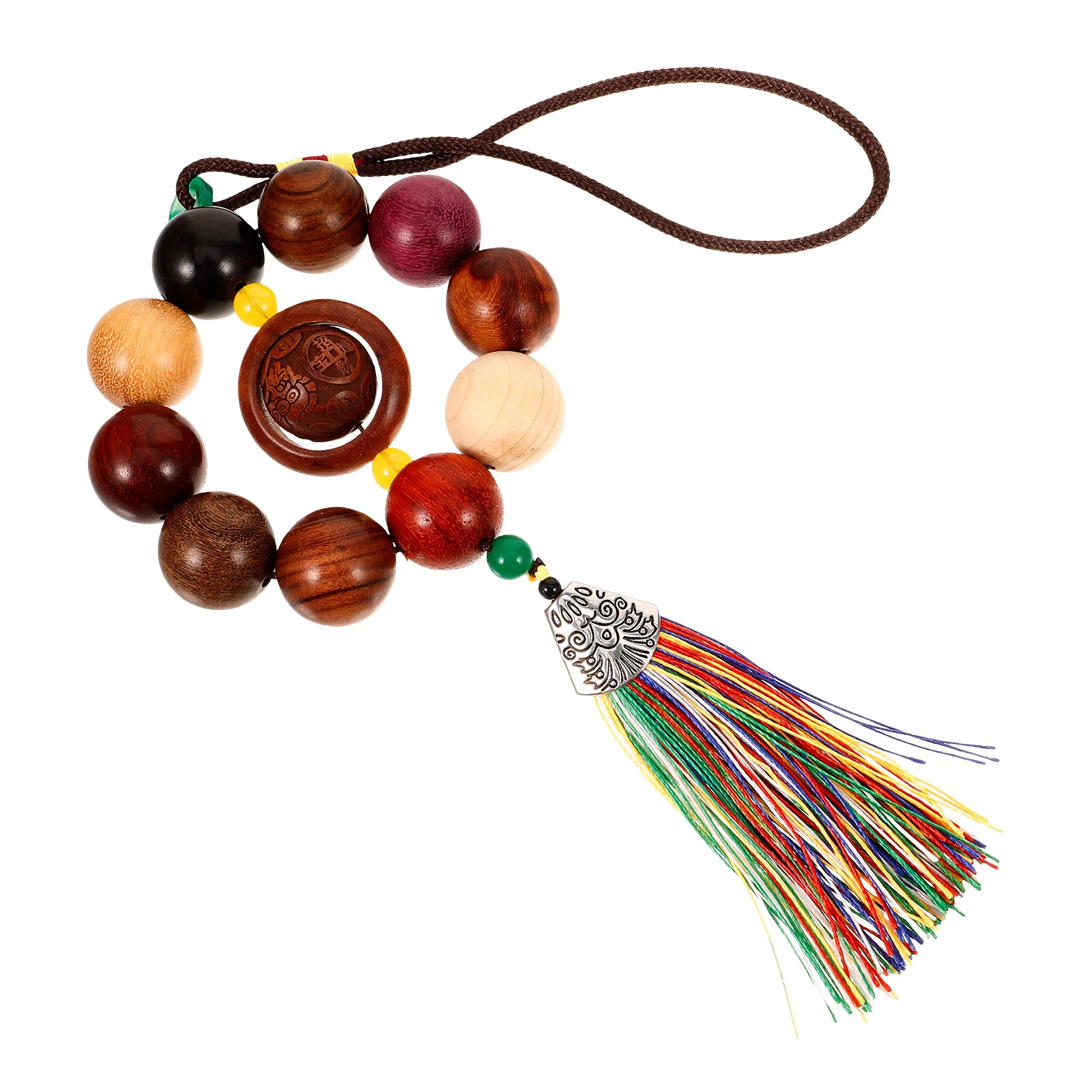 

Car Rosary Pendant Hanging Ornament Creative Sandalwood Rear View Mirror Charm Car Interior Decor Accessories Rosary Ornament