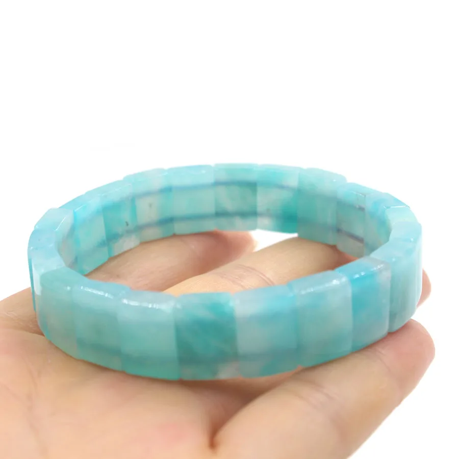 Retail Amazonite Amethyst Bracelets Natural Stone Crystal Bangles Charms Bracelet Accessories Popular Jewelry