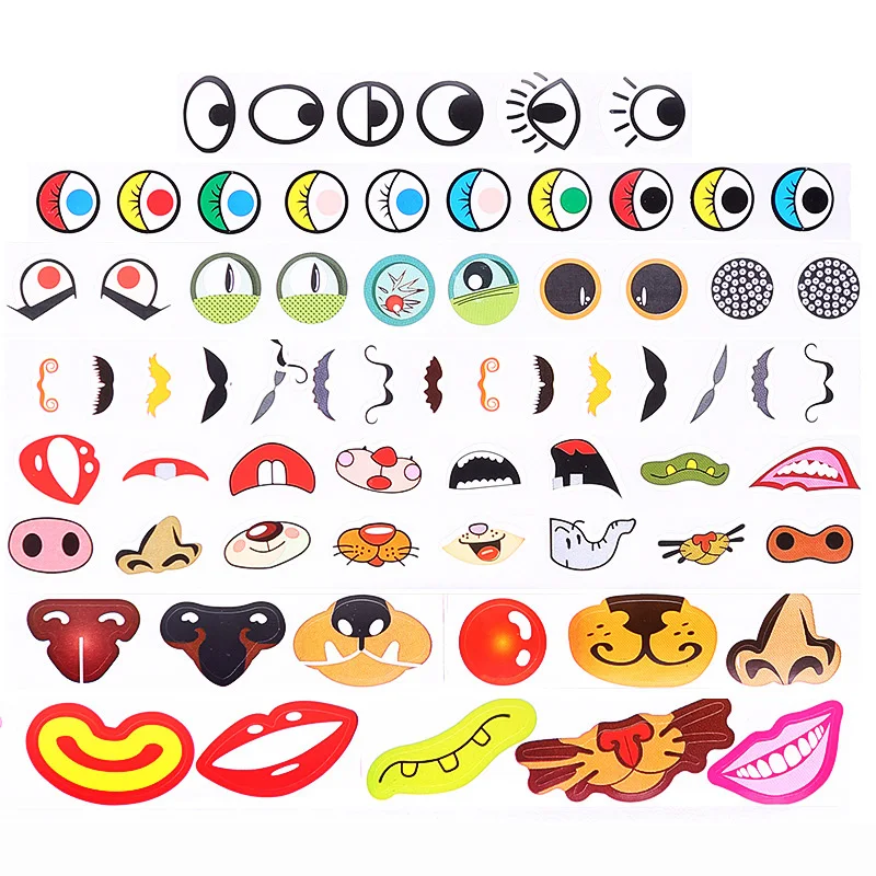 1000Pcs/Roll Cartoon Eyes Nose Mouth Stickers With Self Adhesive Children's Handmade DIY Creative Materials Decoration