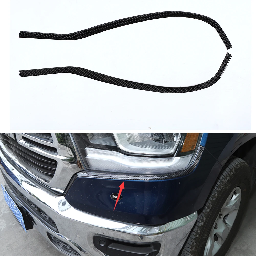 

For Dodge Ram 2018+ Car Front Light Lamp Down Decoration Strips Stickers Exterior Auto Styling Moldings 2pcs