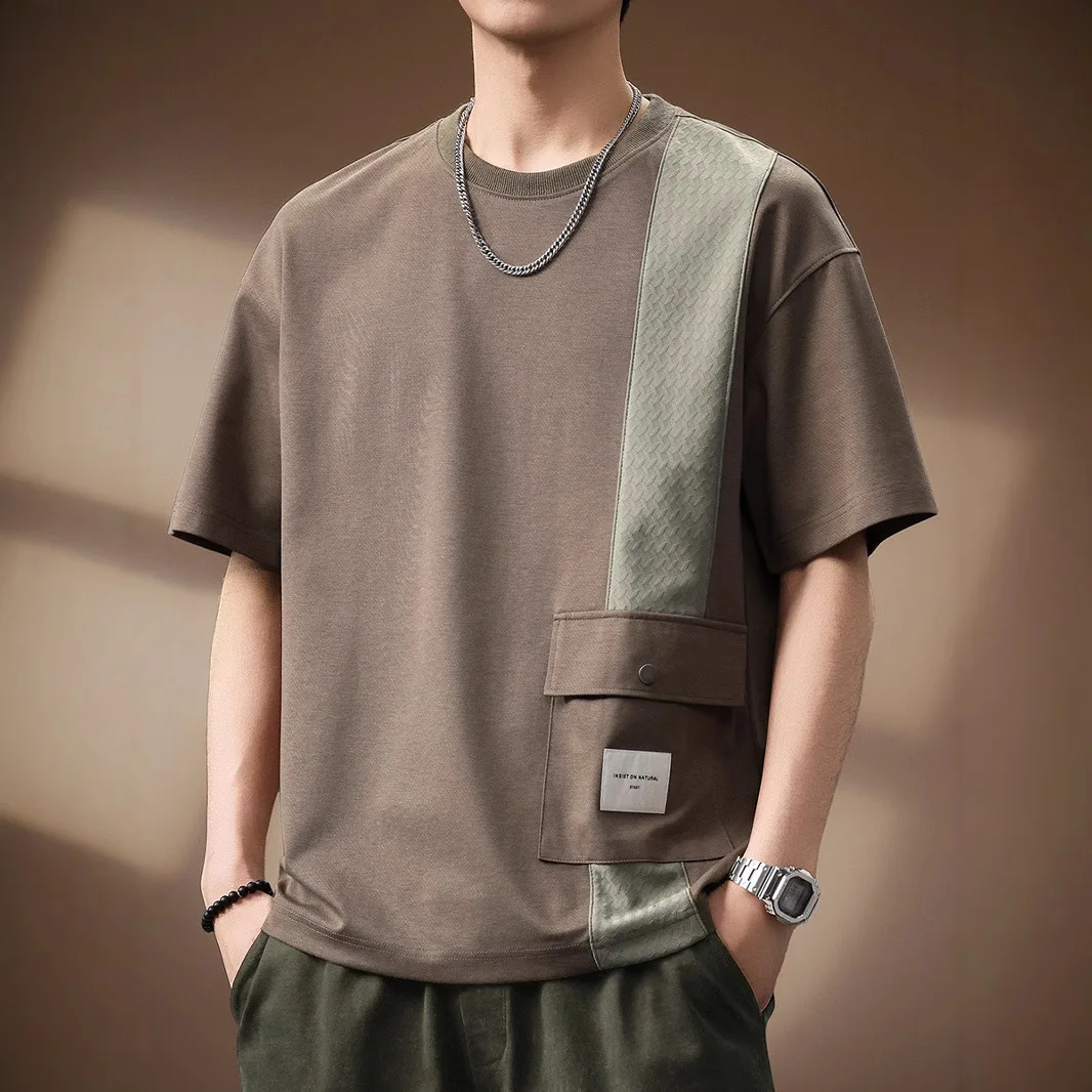 Summer Men Color-coded Short Sleeve O-neck Loose Fit Simple Basic Casual Daily T-shirts Male 2026 New Fashion Vintage Clothes