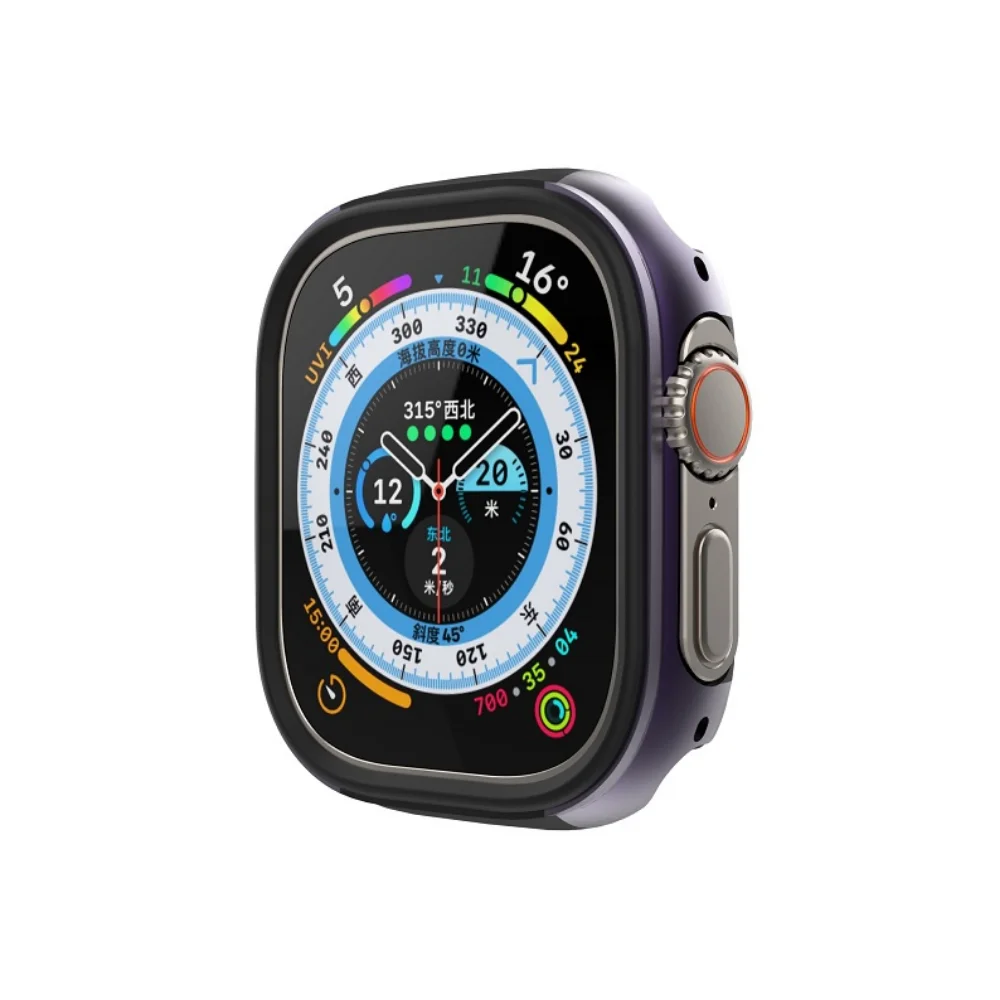 2 Trong 1 Hợp Kim Nhôm + Nhựa TPU Dành Cho Đồng Hồ Apple Cực 49Mm Anri-Trầy Xước Kim Loại Cứng đồng Hồ Dây Da